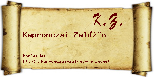 Kapronczai Zalán névjegykártya